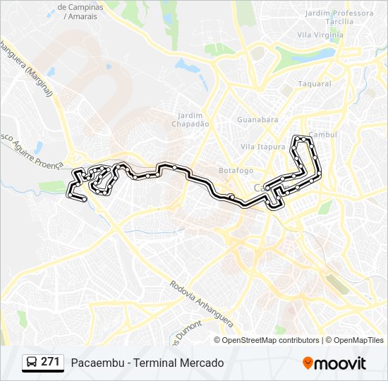 Mapa da linha 271 de ônibus
