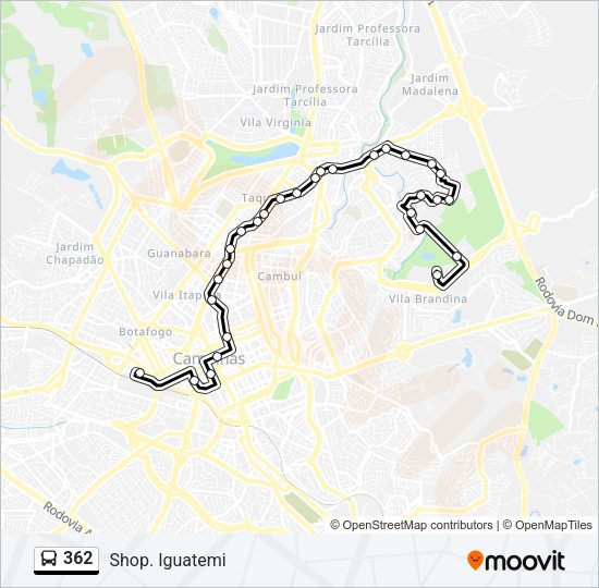 Mapa da linha 362 de ônibus