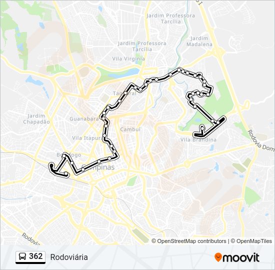 Mapa da linha 362 de ônibus