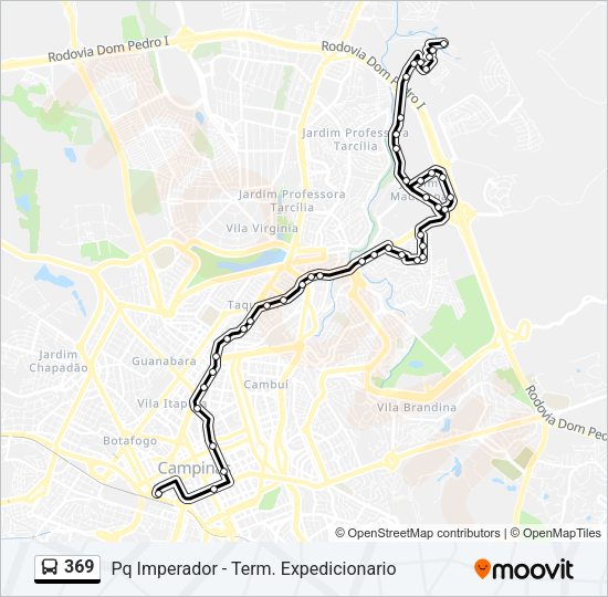 Mapa da linha 369 de ônibus