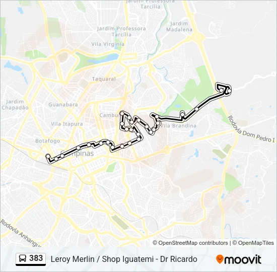 383 Bus Line Map