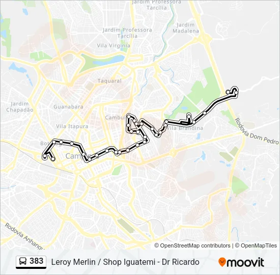 383 Bus Line Map