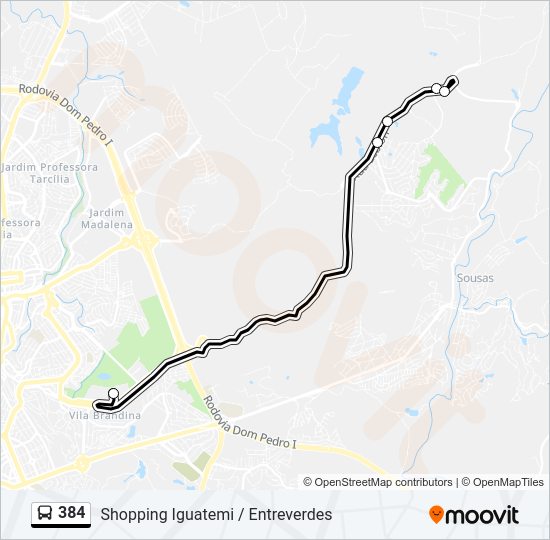 Mapa da linha 384 de ônibus