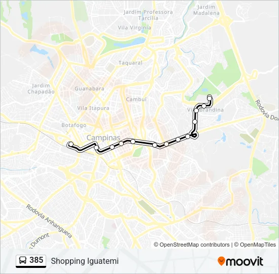 385 Bus Line Map
