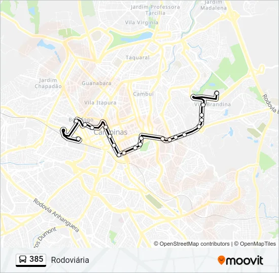 385 Bus Line Map