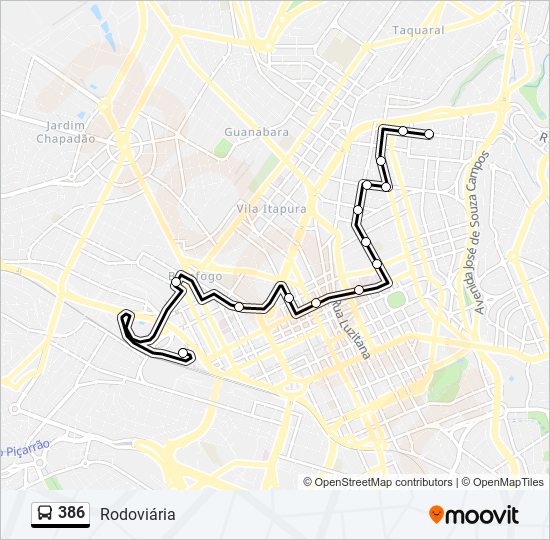 Mapa de 386 de autobús