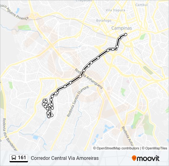 Mapa da linha 161 de ônibus