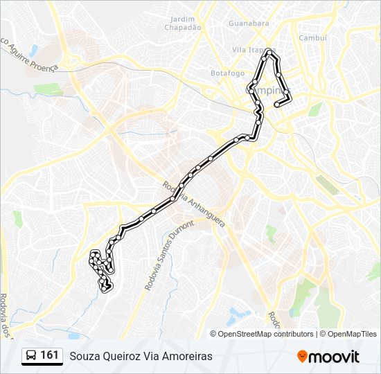 Mapa da linha 161 de ônibus