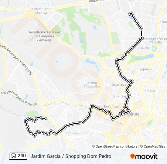 Mapa da linha 240 de ônibus