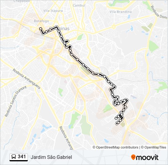 Mapa da linha 341 de ônibus