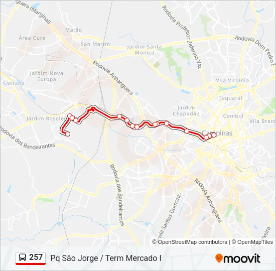 257 Bus Line Map