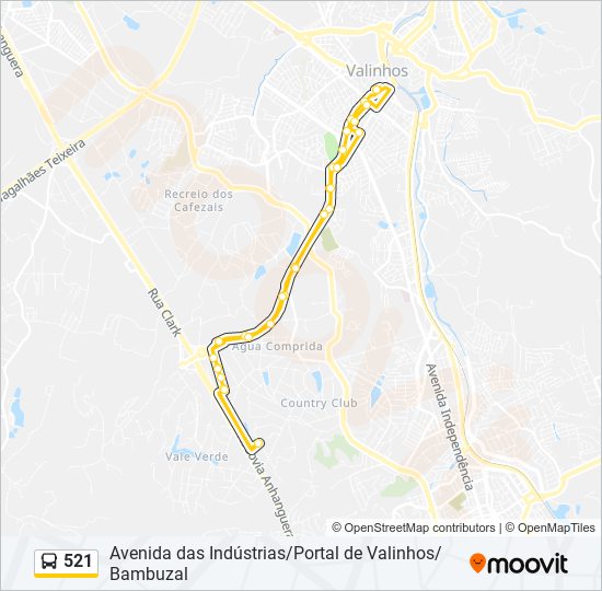 Mapa de 521 de autobús