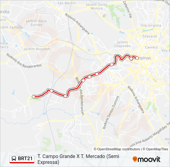 BRT21 Bus Line Map