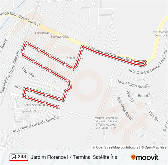 233 Bus Line Map