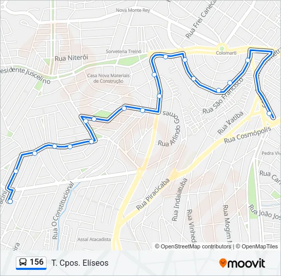 156 Bus Line Map