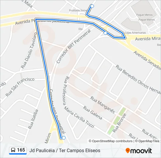 165 Bus Line Map