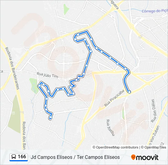 166 Bus Line Map