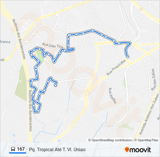 167 bus Line Map