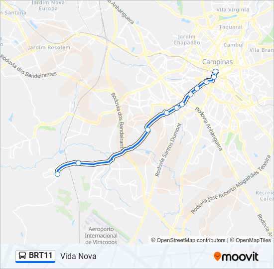 Mapa da linha BRT11 de ônibus