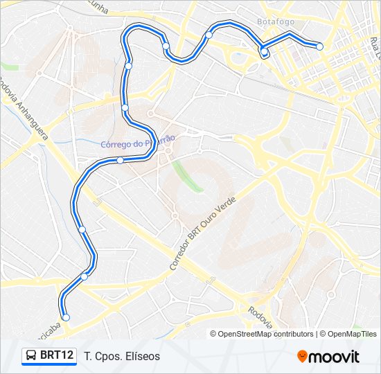 Mapa de BRT12 de autobús