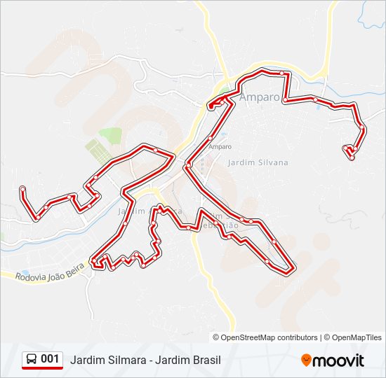 001 bus Line Map