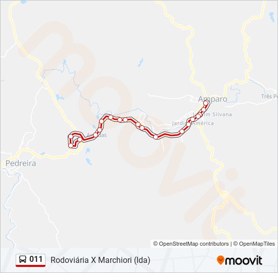 Mapa de 011 de autobús