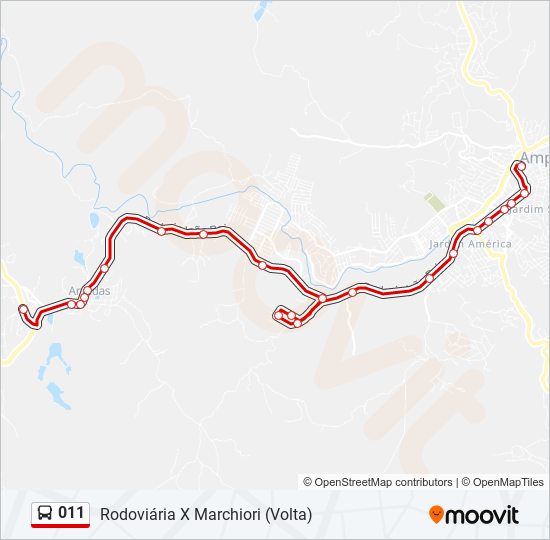 Mapa de 011 de autobús