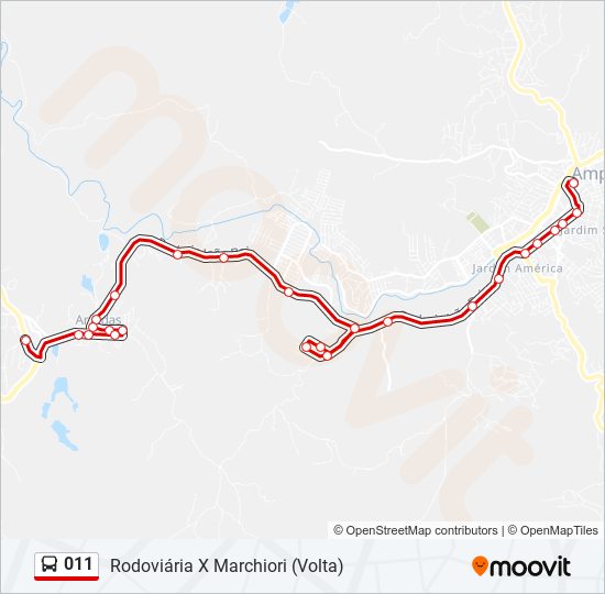 Mapa de 011 de autobús