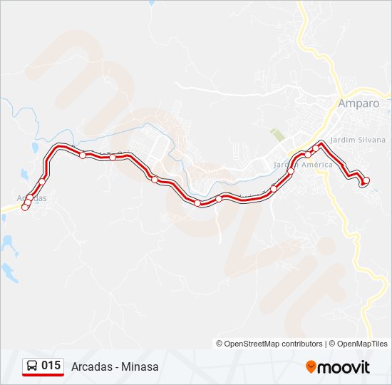 Mapa da linha 015 de ônibus