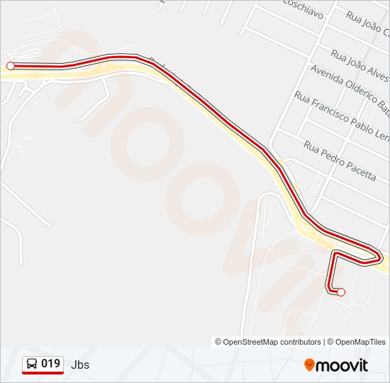 Mapa de 019 de autobús