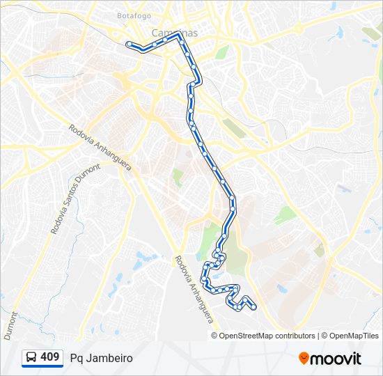 Mapa da linha 409 de ônibus