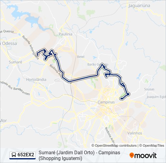 652ex2 Route: Schedules, Stops & Maps - Sumaré (Jardim Dall Orto) (Updated)