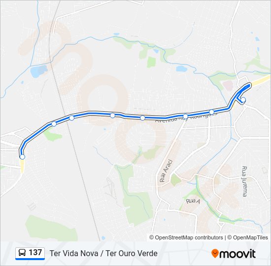 Mapa da linha 137 de ônibus