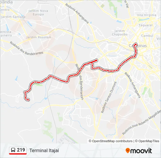219 Bus Line Map