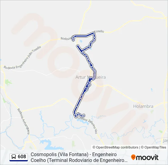 608 Bus Line Map
