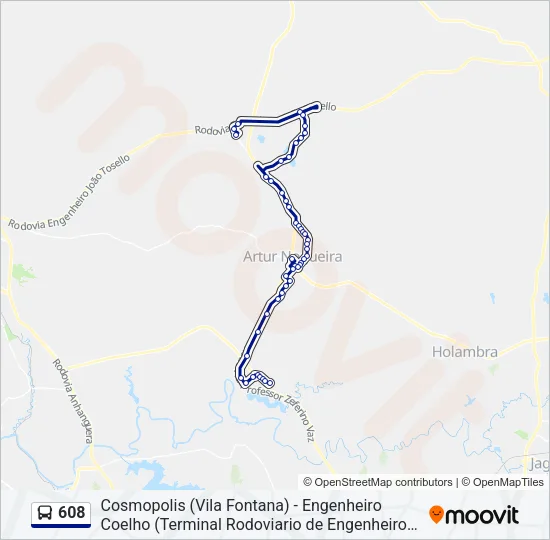608 Bus Line Map