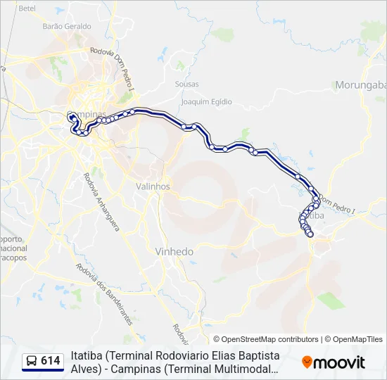614 Bus Line Map