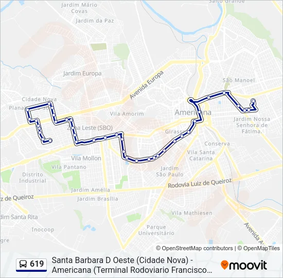 619 Bus Line Map