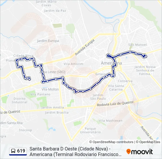 619 Bus Line Map