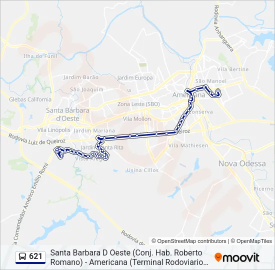621 Bus Line Map