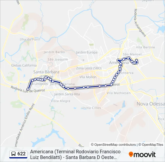 622 Bus Line Map