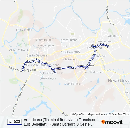 622 Bus Line Map
