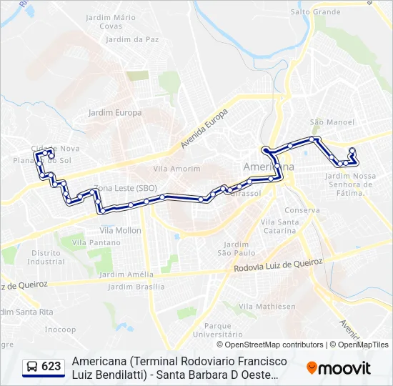 623 Bus Line Map