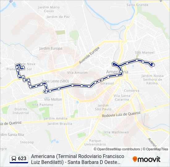 623 Bus Line Map
