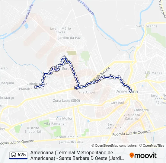 625 Bus Line Map