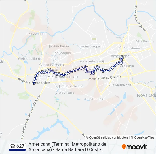 627 Bus Line Map