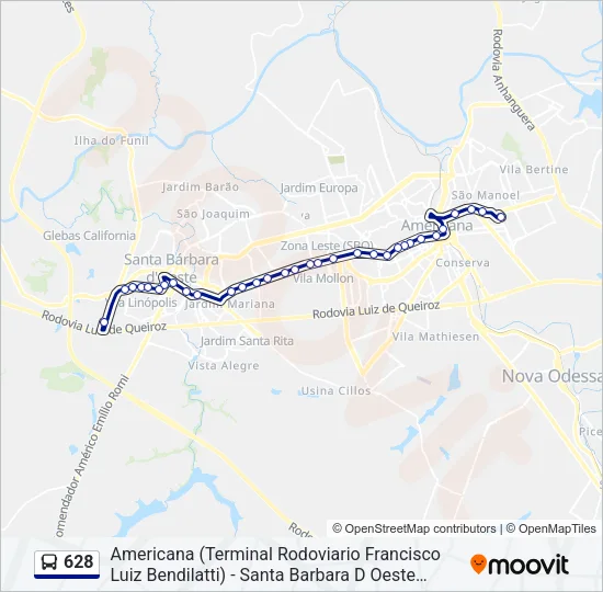 628 Bus Line Map