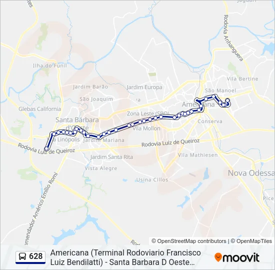 628 Bus Line Map