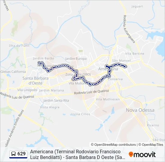 629 Bus Line Map