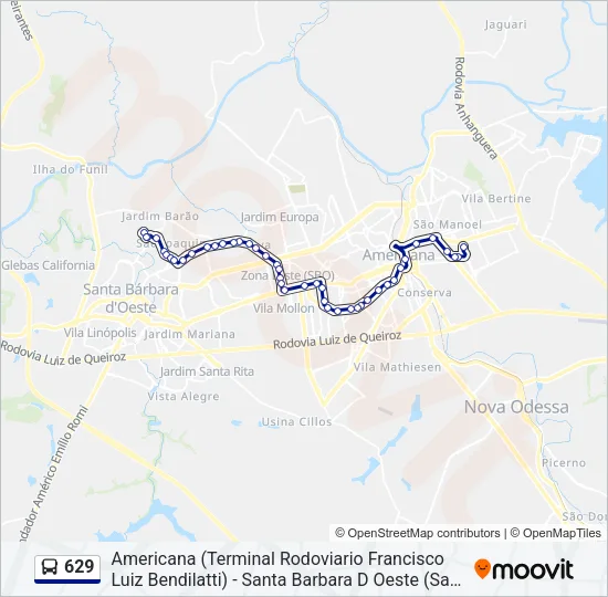 629 Bus Line Map